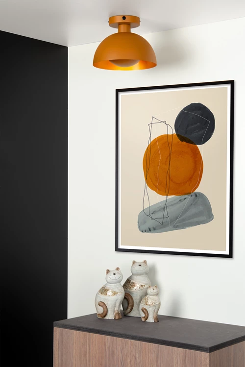 Lucide SIEMON - Plafonnier - Ø 25 cm - 1xE27 - Jaune Ocre - ambiance 2